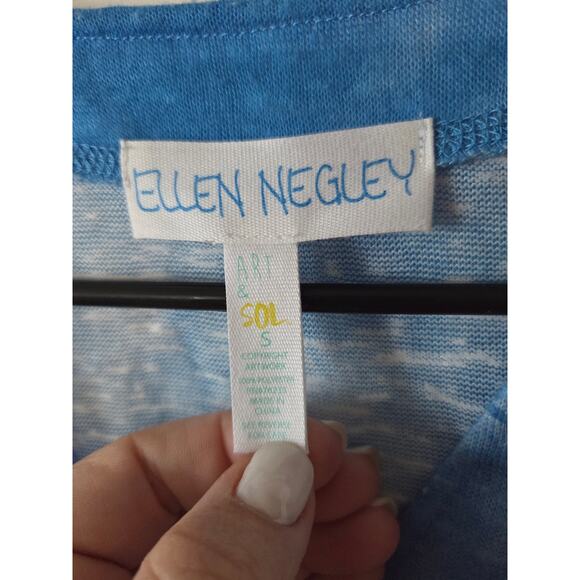 Ellen Negley Small Pool Scene Art Sol Tropical Blouse Shirt Beach Resort - Picture 4 of 8